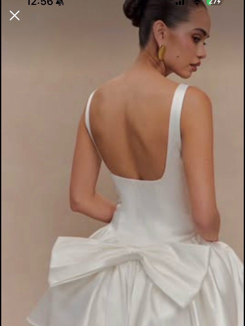 Meshki White Satin Scoop-Neck Mini Dress - Picture 2 of 4